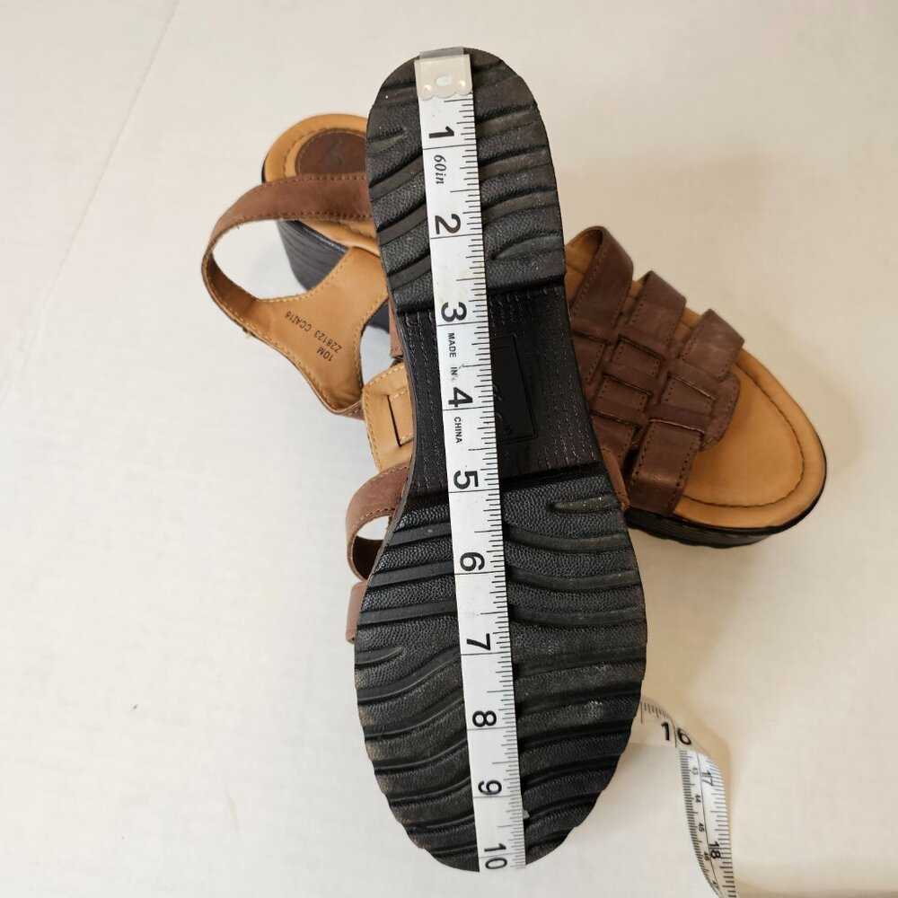 BOC Size 10M Women's Platform Brown/Black Sandal, Leather - Picture 7 of 8